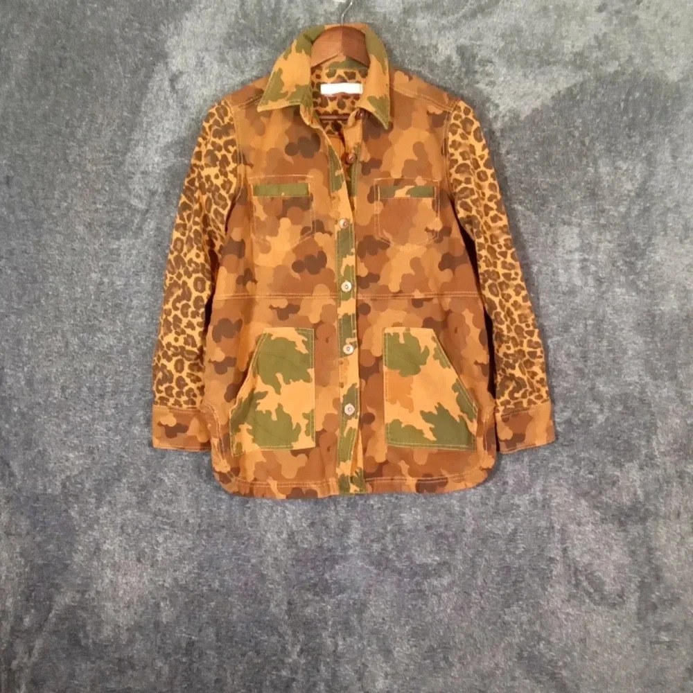 Pilcro camo cat denium utility jacket with belt size XS women